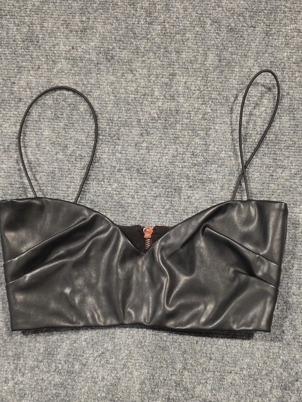 Nookie Black Faux Leather Crop Top Small Black Sexy